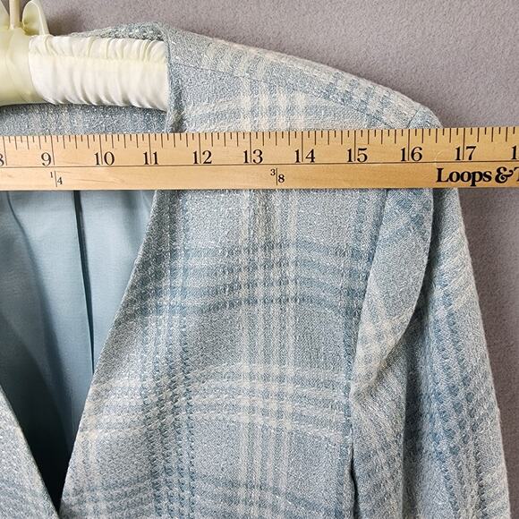 Alfred Dunner Plaid Blazer & Skirt Set Light Blue Size 12 - Picture 4 of 12